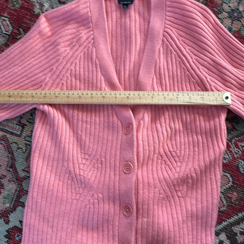 Talbots Coral Pink Cardigan 100% Merino Wool - Picture 4 of 6